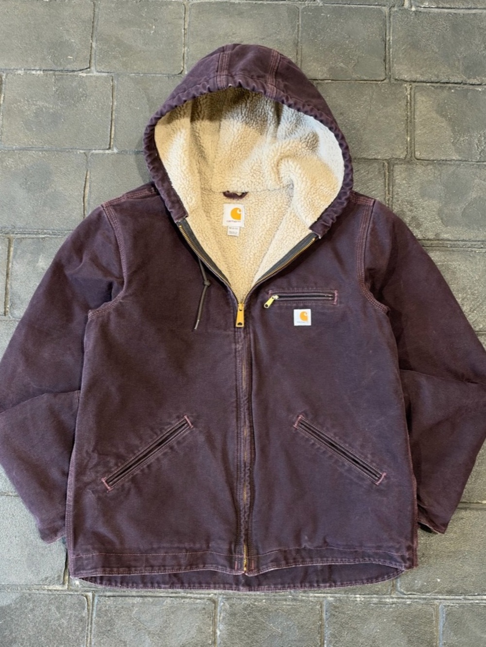 Carhartt Canvas WJ141 DWN Sherpa Jacket Womens Medium Deep Wine Purple